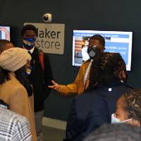 People by the Laker Store